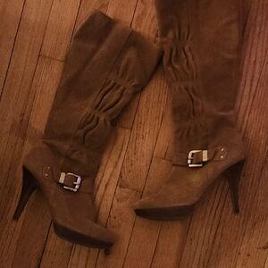Michael Kors Tan Heeled Boots with Buckle
